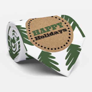 Corbata Árbol simple de Navidad verde y blanco