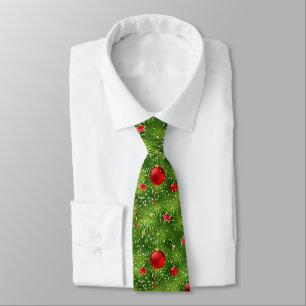 Corbata Árbol verde de Navidad y adornos navideños
