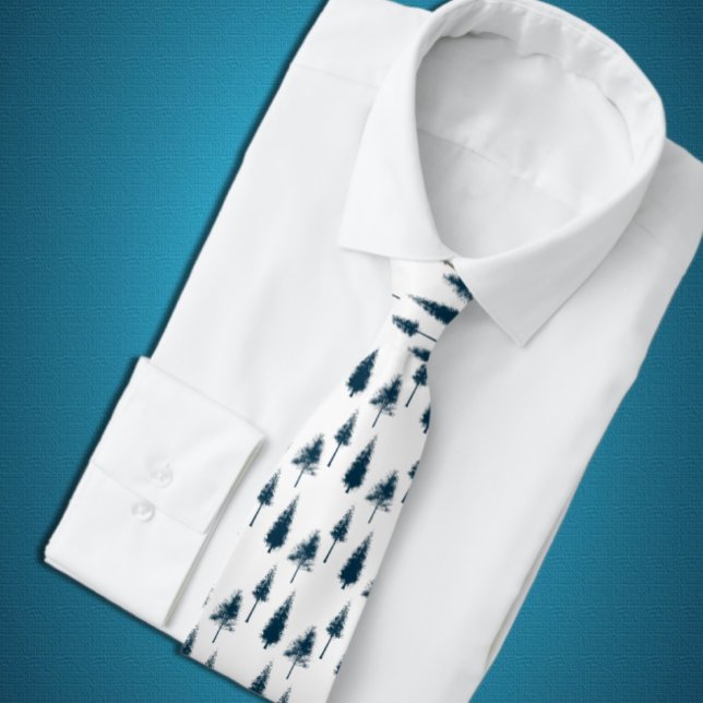 Corbata Árboles de invierno azul de la marina (Subido por el creador)