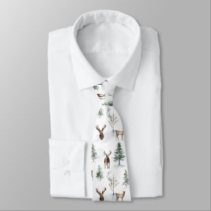 Corbata Árboles de invierno y Navidades patrón de ciervo y