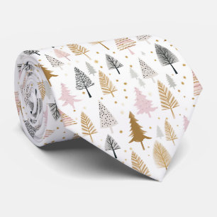 Corbata Árboles de Navidad con Patrón Festivo Elegante