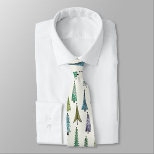 Corbata Árboles de Navidad modernos patrón ilustrado