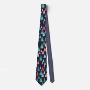 Corbata Árboles de Navidad Personalizados Acuarela Colorid