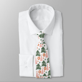 Corbata Árboles de Navidad Rústicos Boho Verde Rosa Naranj