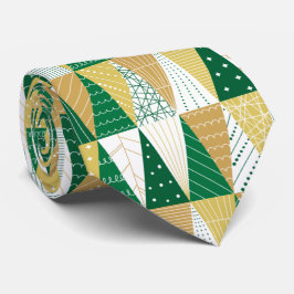 Corbata Árboles de Navidad verdes y dorados