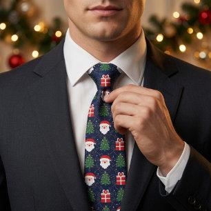 Corbata Árboles de Navidad y regalos de Papá Noel