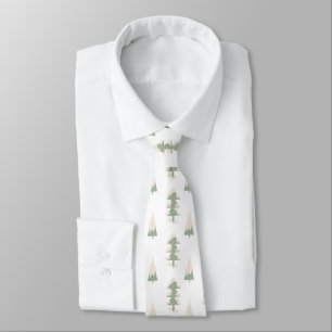 Corbata Árboles navideños de arte popular moderno verde y