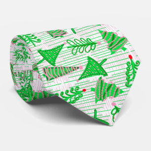 Corbata Árboles verdes de Navidad rosados