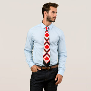 Corbata Arce canadiense sobre blanco negro rojo