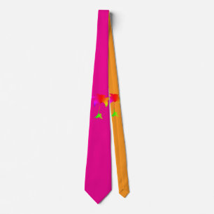 Corbata Arco de arcoiris Floral Naranja rosado caliente