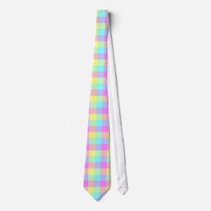 Corbata Arco iris en colores pastel a cuadros