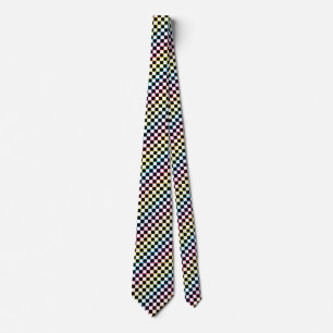 Corbata Arcoíris de cuadros blancos