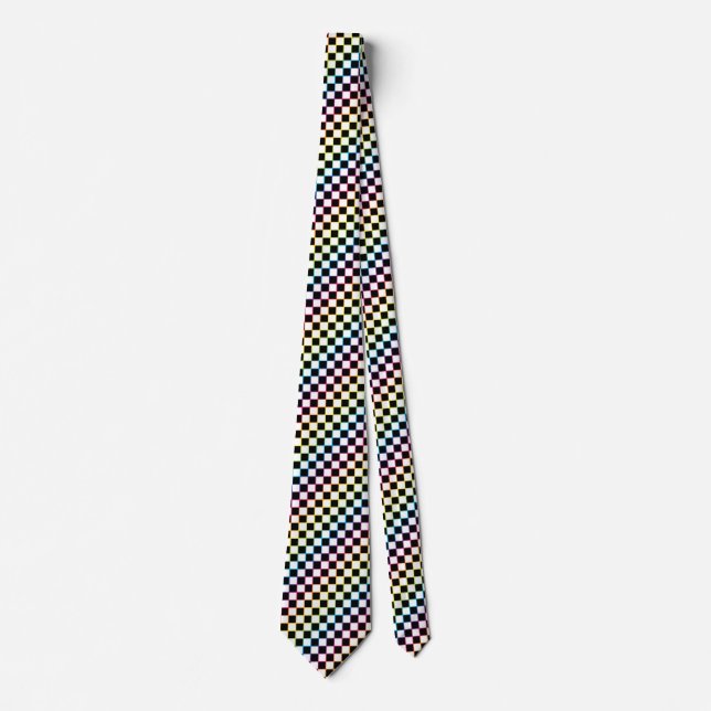 Corbata Arcoíris de cuadros blancos  (Anverso)