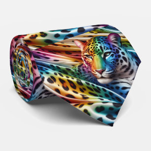Corbata Arcoíris Faux Seda Caballero de Estampado de Leo