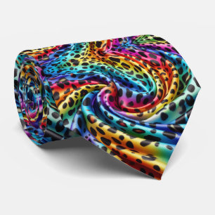 Corbata Arcoíris Faux Seda Caballero de Estampado de Leo