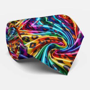 Corbata Arcoíris Faux Seda Caballero de Estampado de Leo