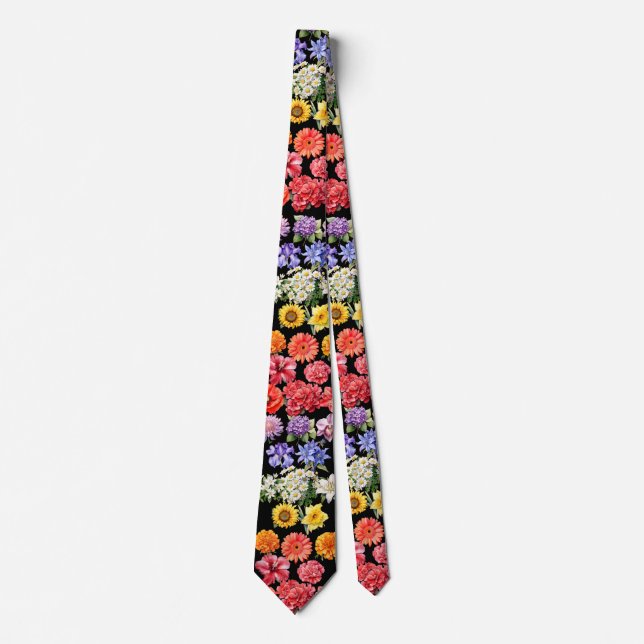 Corbata Arcoiris Flores Cuello Floral (Anverso)