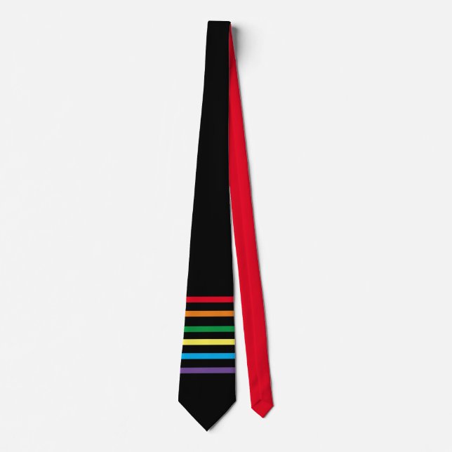 Corbata Arcoiris sobre geométrico moderno negro (Anverso)