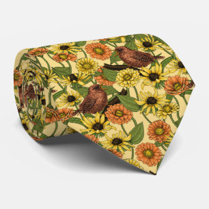 Corbata Arenas y flores de amarillo pálido