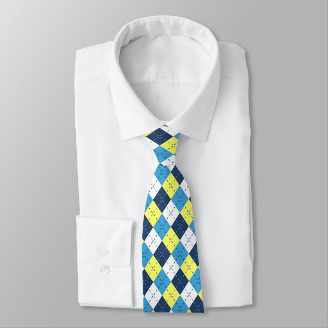 Corbata Argel Amarillo de Raspberry Azul Preppy (Atado)
