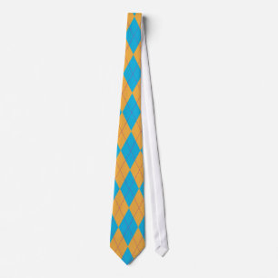 Corbata Argyle azul y anaranjado