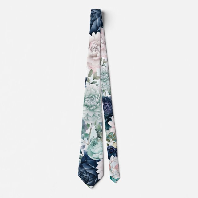Corbata Armada Rusa y Jade Peony Boda Groom (Anverso)