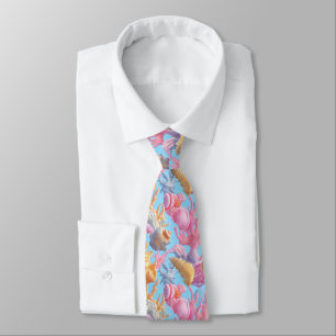Corbata Arrecife de coral pastel concha lavanda turquesa