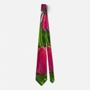 Corbata Arreglo De Cuello Paintero De Tulipano Rosa Y Blan