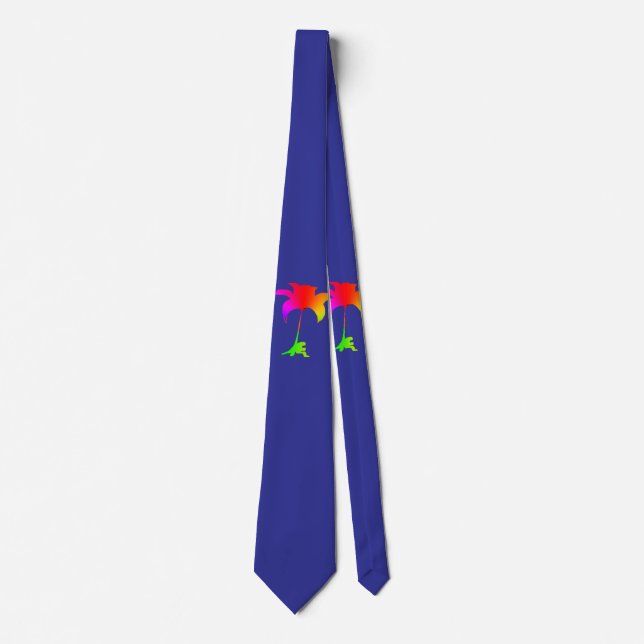 Corbata Arreglo tropical azul arcoiris de cuello tropical (Anverso)