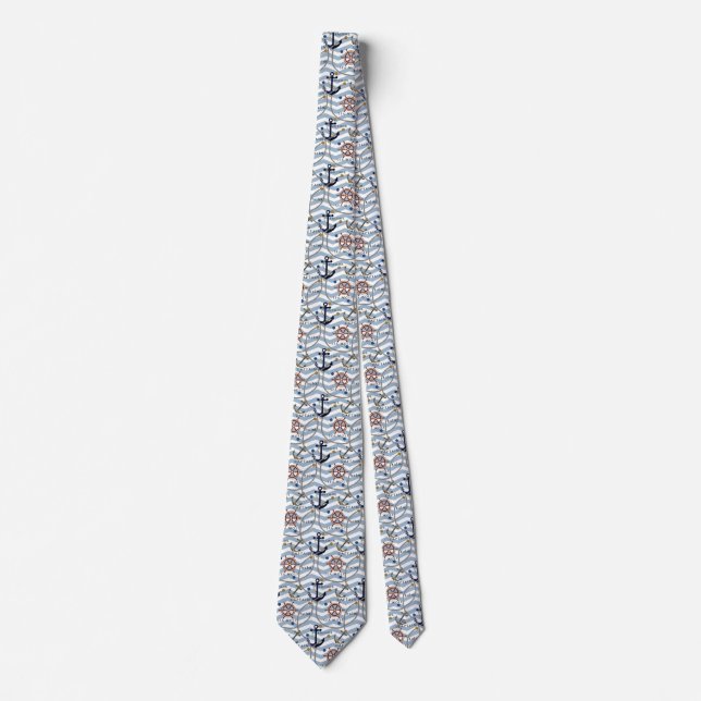 Corbata Arroyo de anclaje náutico raya blanca azul zigzag (Anverso)