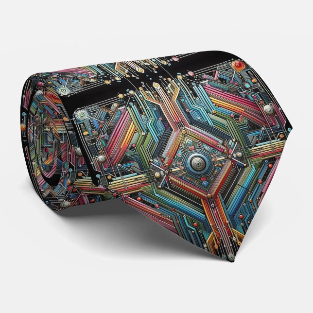 Corbata Art Déco Art Nouveau Arcoíris Circuito (Enrollado)