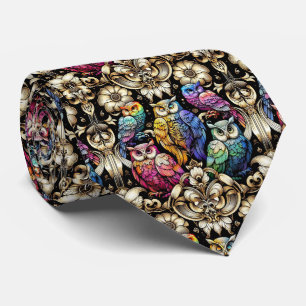 Corbata Art Déco Art Nouveau Búho Arcoíris
