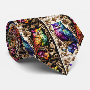 Corbata Art Déco Art Nouveau Búho Arcoíris