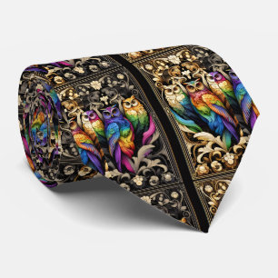 Corbata Art Déco Art Nouveau Búho Arcoíris