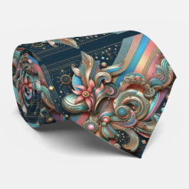 Corbata Art Deco Art Nouveau Rainbow Circuit Board Necktie
