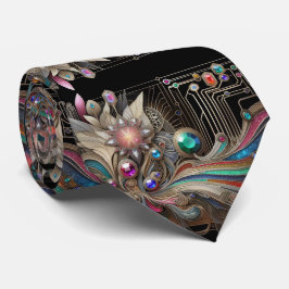 Corbata Art Deco Art Nouveau Rainbow Circuit Board Necktie