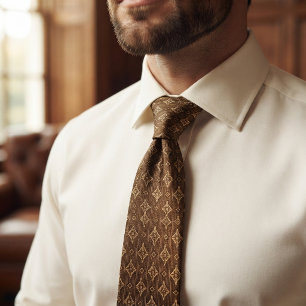 Corbata Art Deco Champán Marrón
