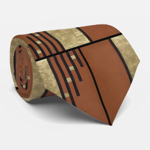 Corbata Art Deco En Oro Y Tan