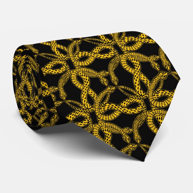 Corbata Art Deco Golden Snake Pattern  (Enrollado)