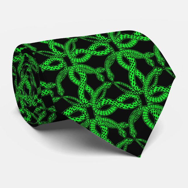 Corbata Art Deco Green Snake Pattern  (Enrollado)