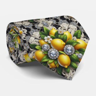 Corbata Art Deco Limón Amalfi Negro y Blanco Diamantes