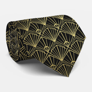 Corbata Art Deco Negro y Dorado