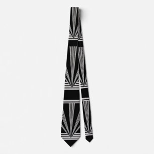 Corbata Art Déco Plata Negro