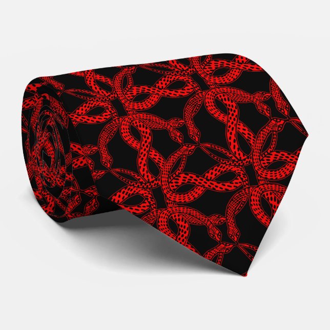 Corbata Art Deco Red Snake Pattern  (Enrollado)