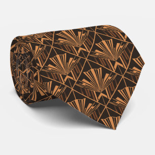Corbata Art Deco rústico refinado de cobre y marrón terros
