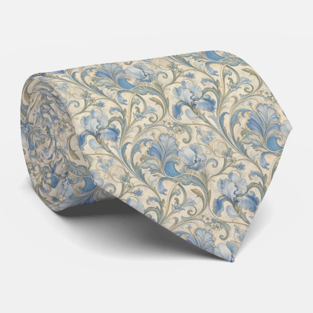 Corbata Art Nouveau Azul (Enrollado)