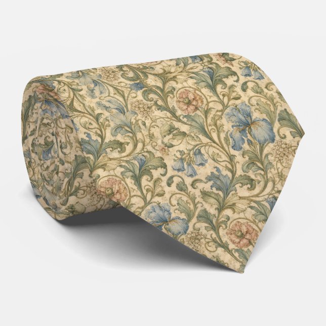 Corbata Art Nouveau Azules y Verdes (Enrollado)