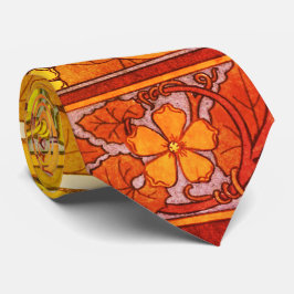 Corbata Art Nouveau goloso floral elegante otoño naranja v