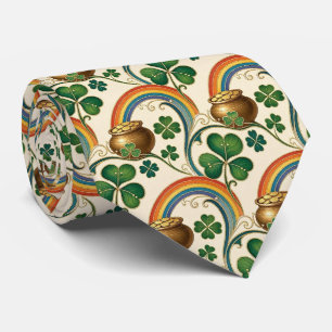 Corbata Art Nouveau Irlandés Cazo de Oro y Trébol