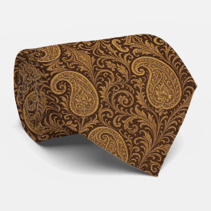 Corbata Art Nouveau Paisley Marrón y Dorado